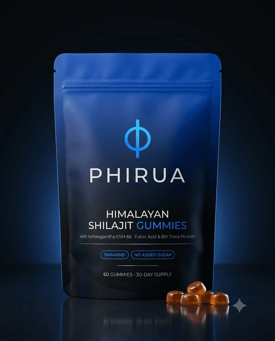 PHIRUA Himalayan Shilajit Gummies pouch — 60 gummies, 30-day supply